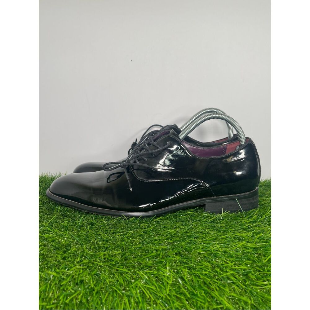 Perry Ellis Patent Leather Dress Shoes Black Size 9 Men Formal Oxford Lace Up